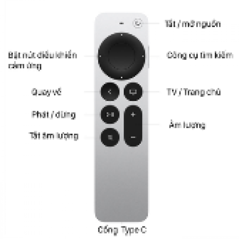 Remote Apple TV Chính hãng Silver