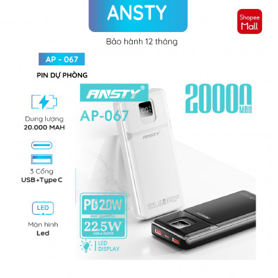 Pin sạc DP Ansty 10.000mAh USB/USB-C sạc nhanh Ap-066