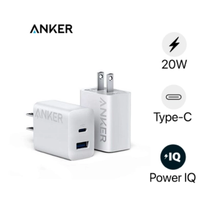 Bộ sạc nhanh 20W USB/USB-C to Type-C Anker 312 1C1A Ultra-Fast Charging B2348 White
