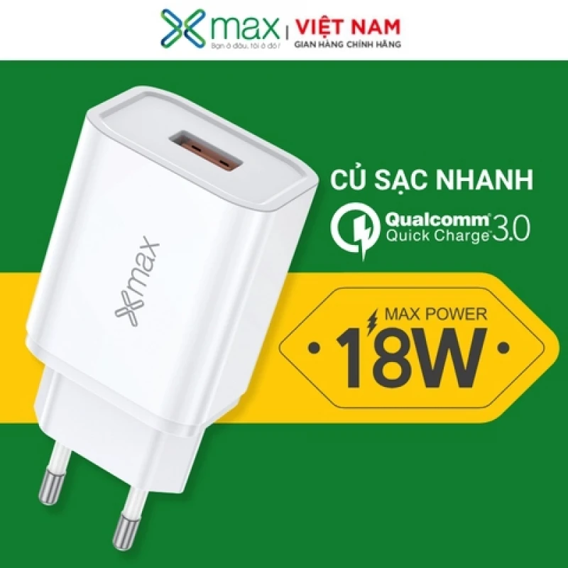 Bộ sạc nhanh 18W USB to Micro Xmax QC3.0 XWF01M White (KG)