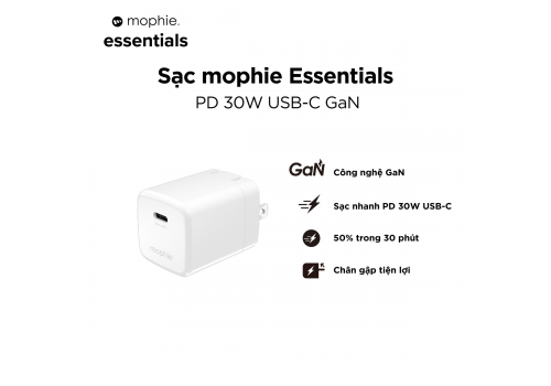 mophie-ACC-Wall Adapter-ESSNTL-GaN-30W-1C-White